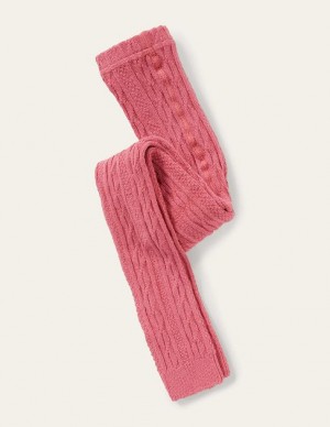 Rose Pink Kids' Boden Cable Footless Tights | 97302CAIK