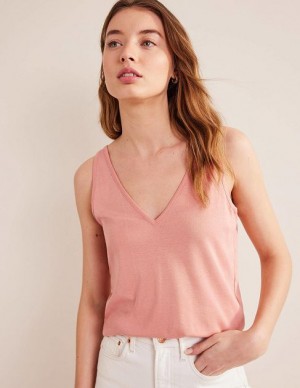 Rose Pink Women's Boden Jersey V-neck Vest | 10543HEJI