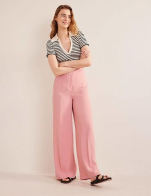 Rose Pink Women's Boden Wide Leg Crepe Pants | 73169HCBK