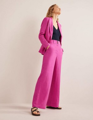 Rose Purple Women's Boden Highbury Linen Pants | 70286UBEK