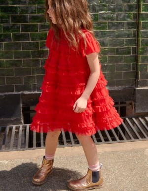 Royal Red Kids' Boden Tulle Tiered Dress | 16230MLSR