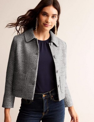 Silver Metal Women's Boden Rye Metallic Jackets | 42938SGQV