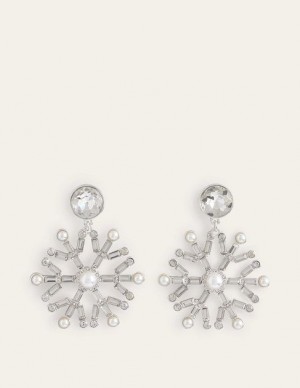 Silver Women's Boden Festive Jewelled Earrings | 91734IXUA