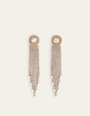 Silver Women's Boden Jewelled Fringe Earrings | 56471FKLW