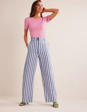 Stripes Women's Boden Highbury Linen Pants | 27359VLPJ