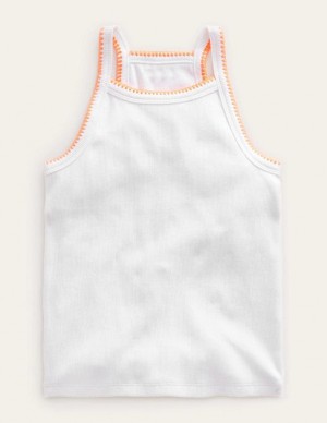 White Kids' Boden Cut Away Tanks | 93708VEFL