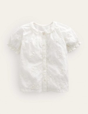 White Kids' Boden Short Puff Sleeve Tops | 75493SDWC