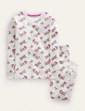 White Kids' Boden Snug Long John Pajamas | 59687RDKL