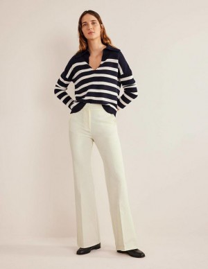 White Women's Boden Bi-stretch Flared Pants | 42510LIPQ