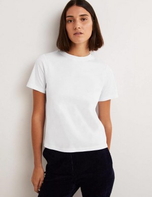 White Women's Boden Cotton Crew Neck T-Shirt | 20174ZYJG