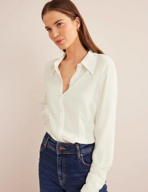 White Women's Boden Fitted Workwear Shirts | 45780SAZW