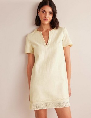 White Women's Boden Fringe Hem Mini Dress | 01945KUYB