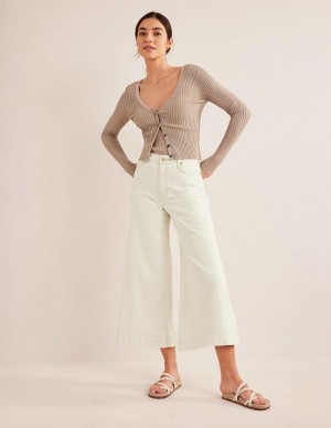 White Women's Boden High Rise Culotte Jeans | 70634KQNX