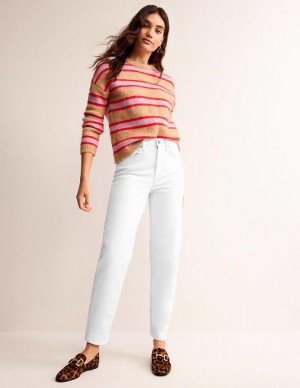 White Women's Boden High Rise Tapered Jeans | 90163TSRQ