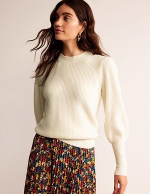 White Women's Boden Key Hole Cashmere Sweaters | 63017PDXE