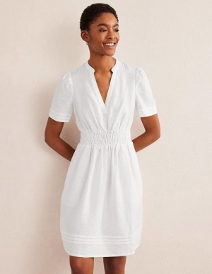 White Women's Boden Pintuck Detail Mini Dress | 81672AGTU