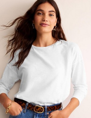 White Women's Boden Regular Dropped Shoulder Tops | 28904LPIG