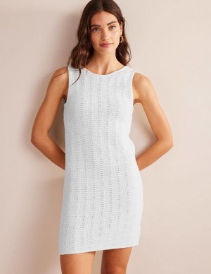 White Women's Boden Scoop Back Mini Dress | 54208MZYQ