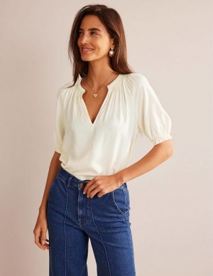 White Women's Boden Stella Tops | 78421PAYH