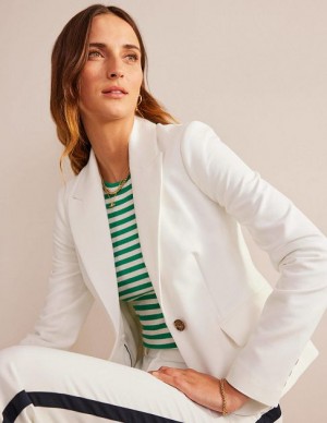 White Women's Boden The Canonbury Tailored Blazers | 81540IBAS