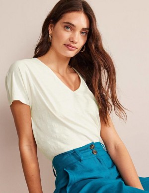 White Women's Boden V Front And Back Jersey Tops | 43280ZXWI