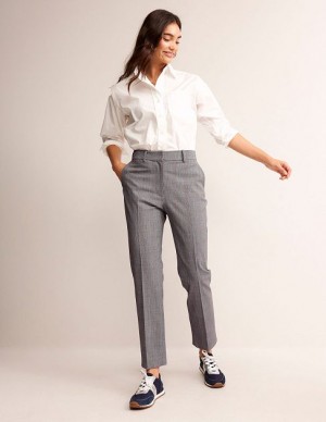 White / Grey Blue Women's Boden Kew Wool-twill Pants | 23891FJHT