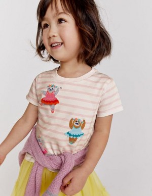 White / Pink Kids' Boden Flutter T-Shirt | 05394IROK