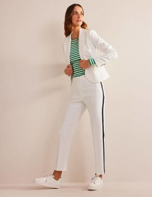 White / Stripes Women's Boden Kew Side Stripe Pants | 32094DRPA