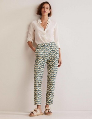 Yellow / Blue Women's Boden Danby Pull On Pants | 51248PXNY