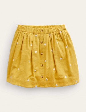 yellow Kids' Boden Embroidered Twirly Skirts | 90163PZFX