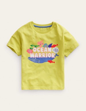 yellow Kids' Boden Printed Graphic T-Shirt | 51934YJGF