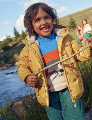 yellow Kids' Boden Sherpa Lined Anorak Jackets | 06915LZSJ