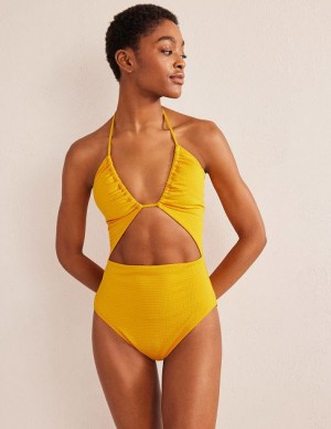 yellow Women's Boden Cut-out Detail String Swimsuits | 27368FLPQ