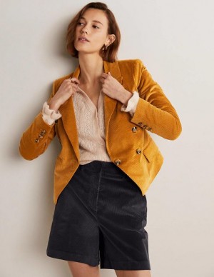 yellow Women's Boden Double Breasted Cord Blazers | 96415MHTX