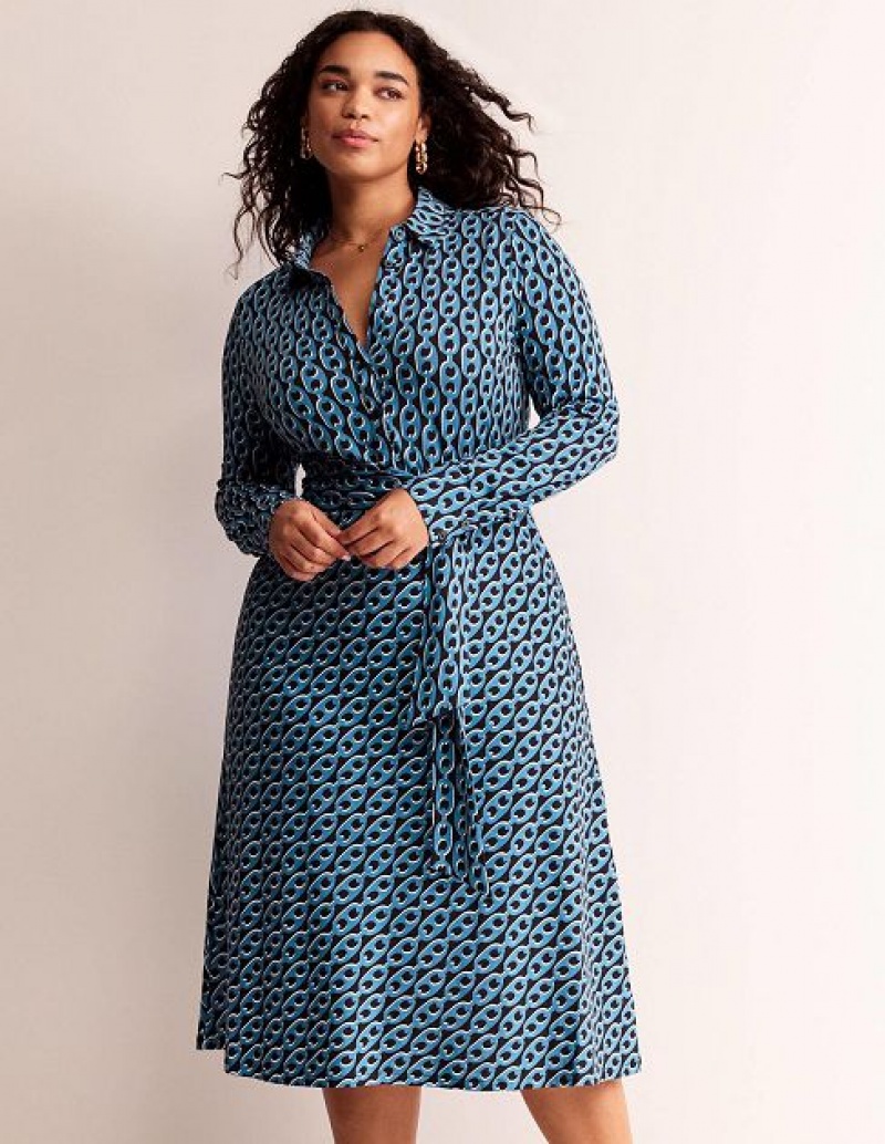 Azure Women's Boden Laura Jersey Shirt Dress | 95180MZLY