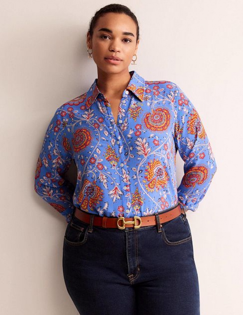 Azure Women's Boden Sienna Silk Shirts | 23164GPVJ