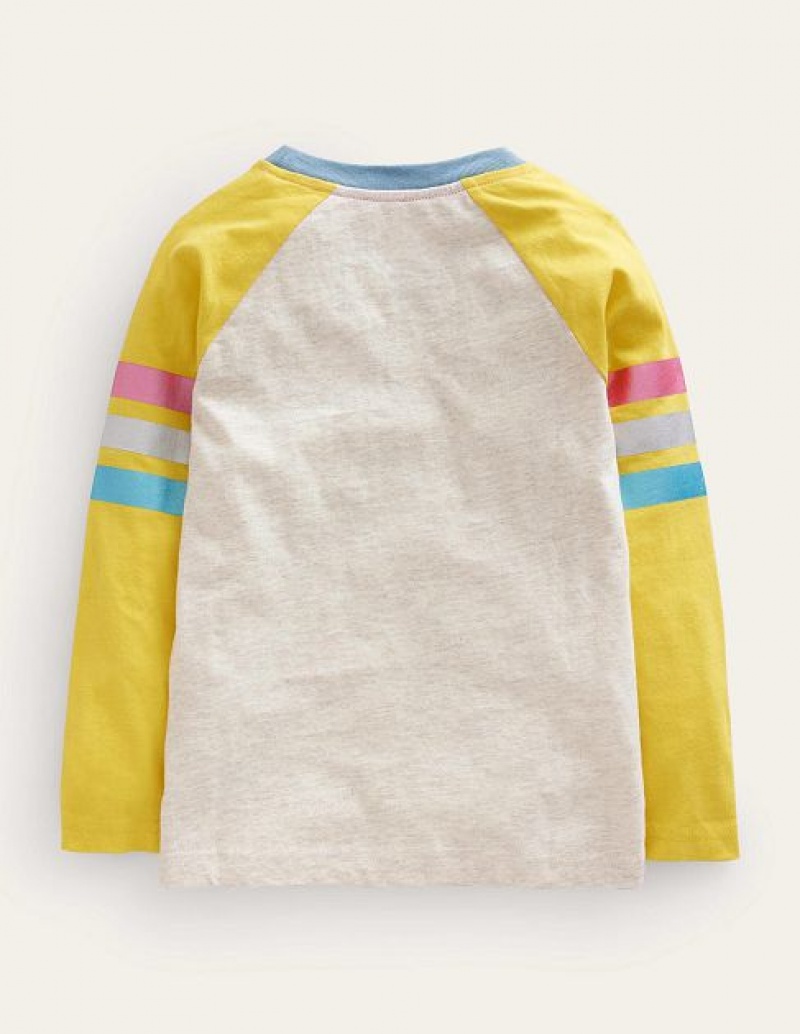 Beige Kids' Boden Colourblock Raglan T-Shirt | 15078QKDN