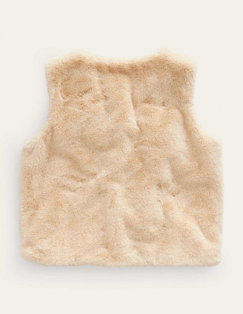 Beige Kids' Boden Faux Fur Vest | 04579APJH