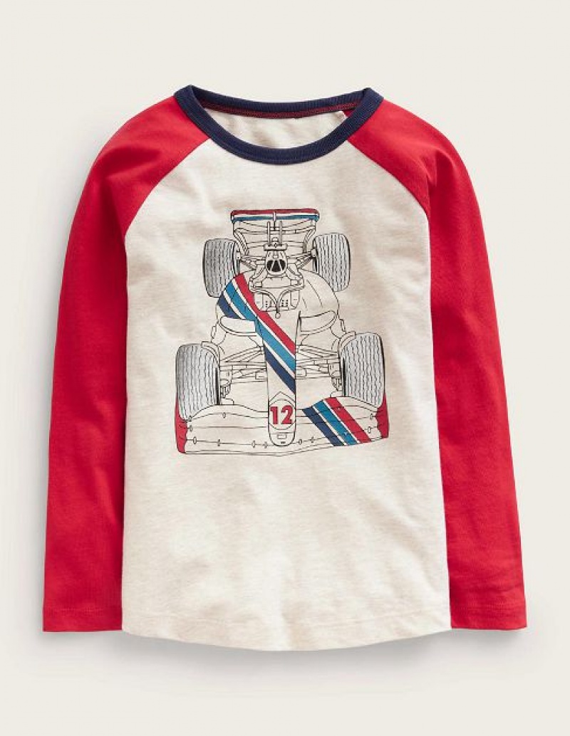 Beige Kids' Boden Printed Vehicle T-Shirt | 28691NKRA