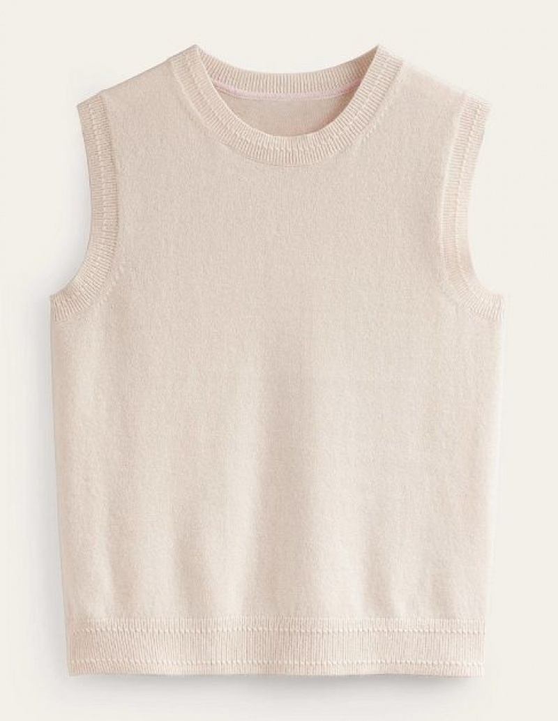 Beige Women's Boden Eva Cashmere Vest | 42859ZRMC