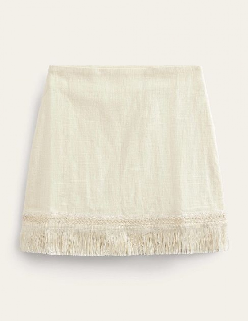 Beige Women's Boden Fringe Detail Skirts | 37021YTDS