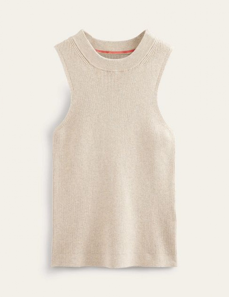 Beige Women's Boden Ribbed Racer Vest | 83940VYIR