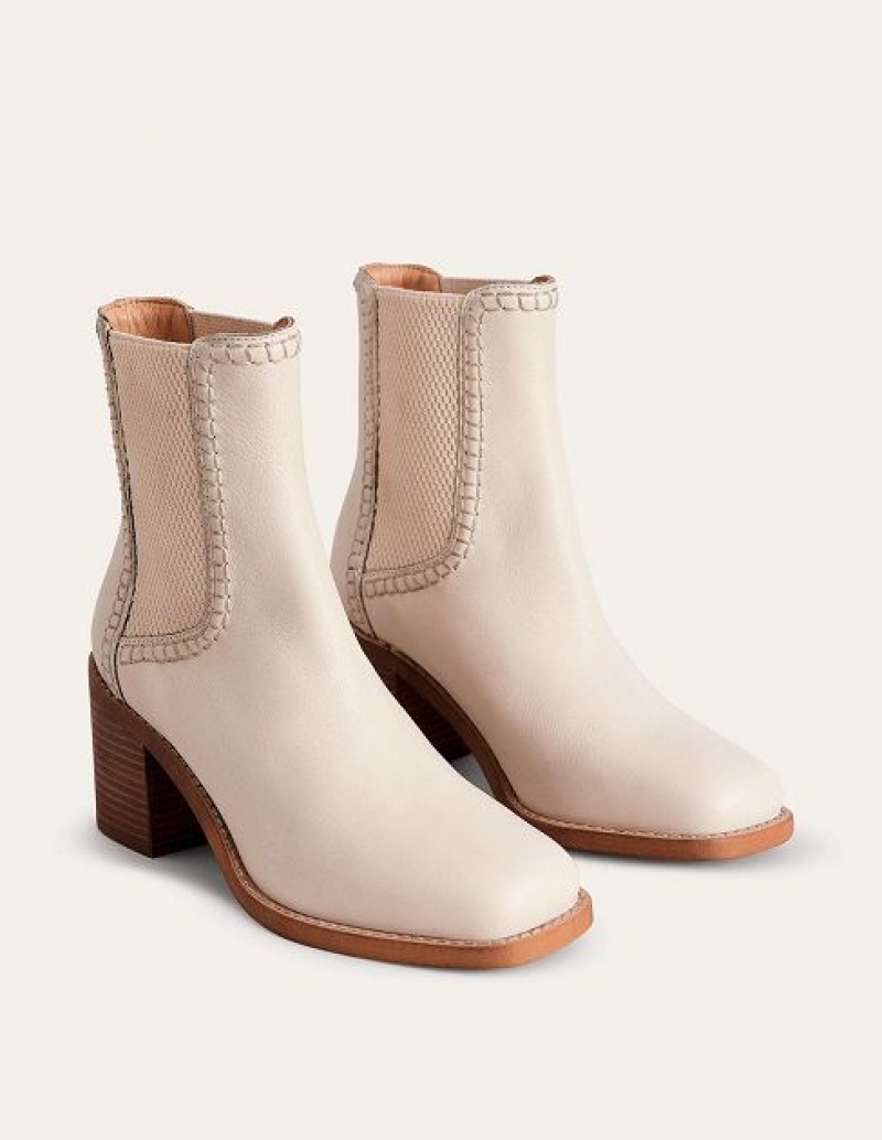 Beige / Brown Women's Boden Block-heel Chelsea Boots | 89301OTQV