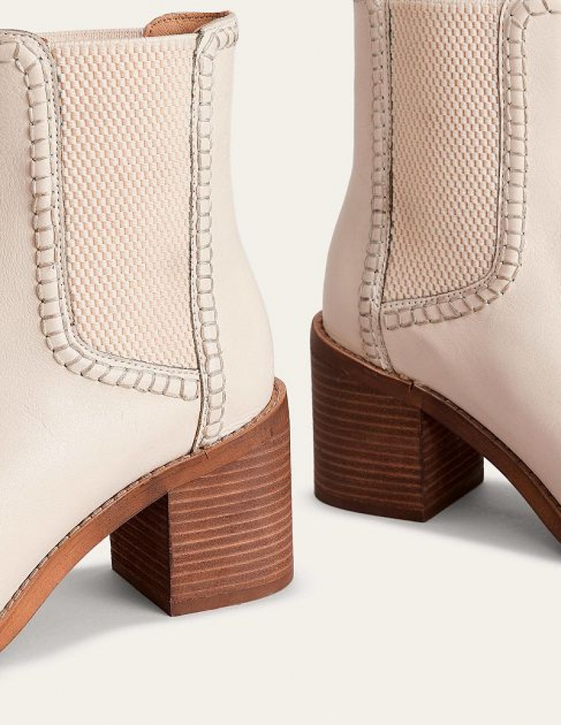 Beige / Brown Women's Boden Block-heel Chelsea Boots | 89301OTQV