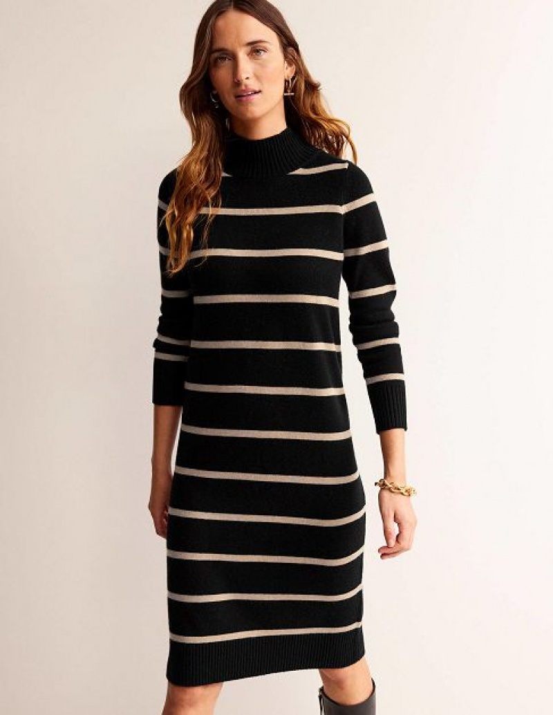 Black Brown Women's Boden Verity Knitted Dress | 58726UYOM