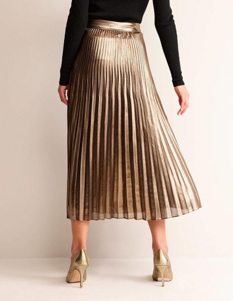 Black Gold Women's Boden Gold Metallic Skirts | 06837QWEF