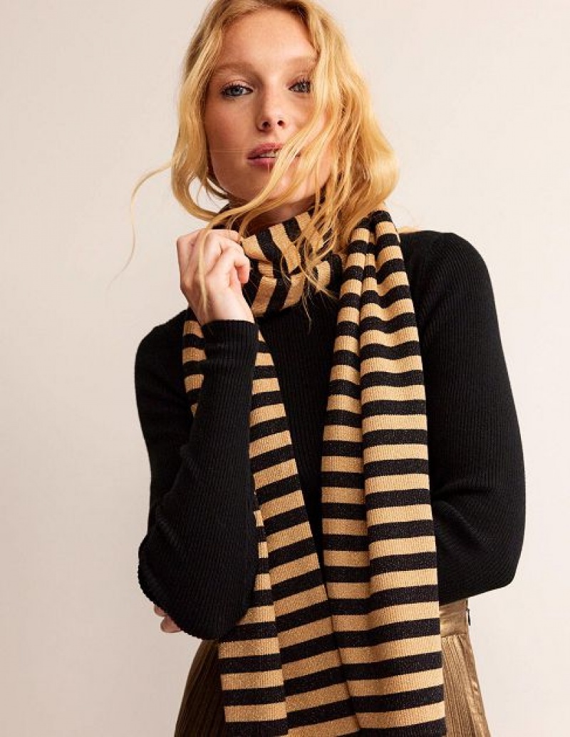 Black Gold Women's Boden Metallic-stripe Scarf | 60923SPYI