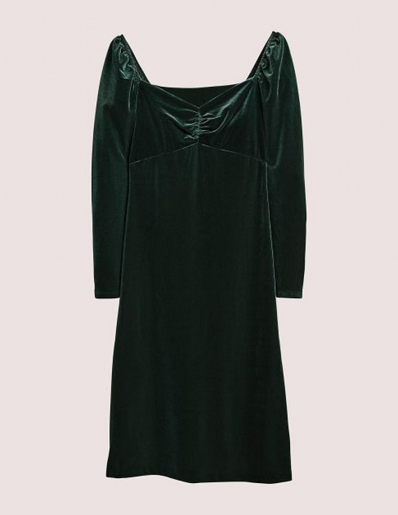 Black Green Women's Boden Green Velvet Sweetheart Midi Dress | 62390HLZJ