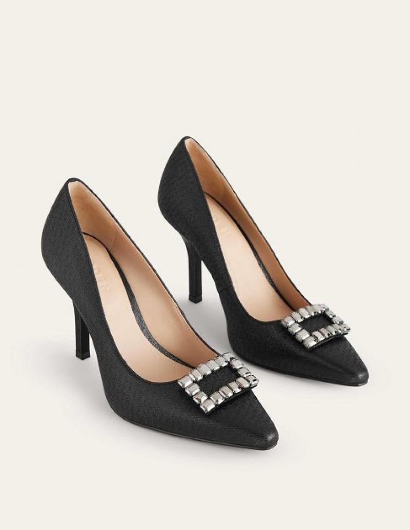 Black Metal Women's Boden Jewelled Court Heels | 34187INKF