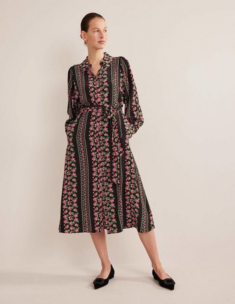 Black Rose Women's Boden Full Length Sleeves Shirt Dress | 72395YPLJ